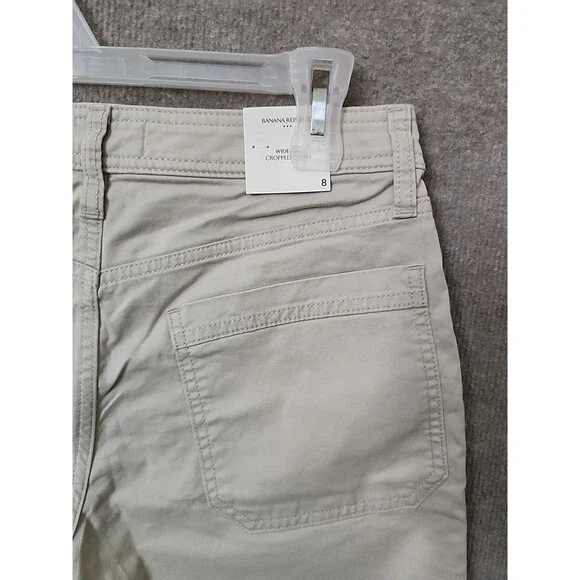 Banana Republic Wide-Leg High-Rise Cropped Chino Pants Women 8 Twine Raw Hem NEW - Picture 8 of 13